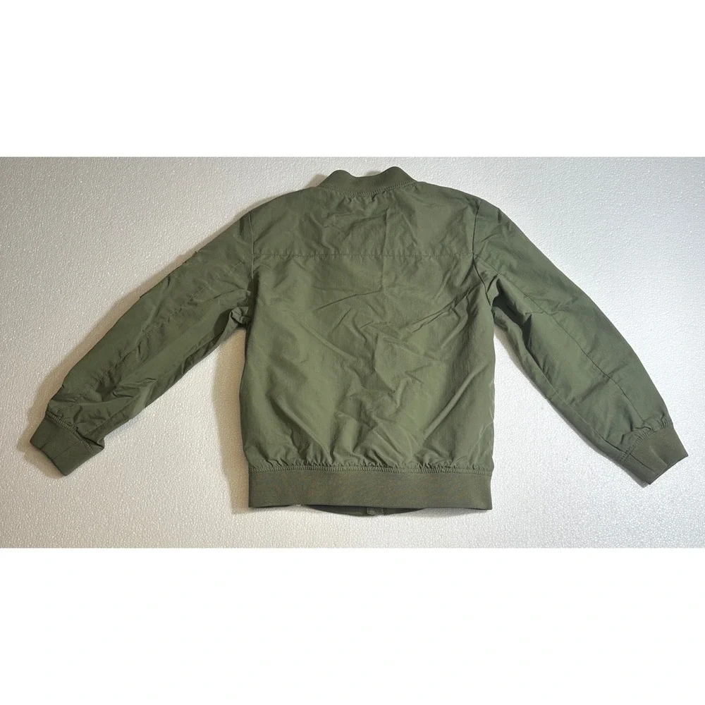 Kids H & M Bomber Jacket Olive Green Zip Pocket Utility Style Size‎ 7 8 Y